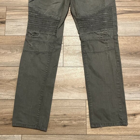 Men's Southpole Distressed Denim Jeans SZ 34x32 Green Modern Cotton Straight - Picture 3 of 12